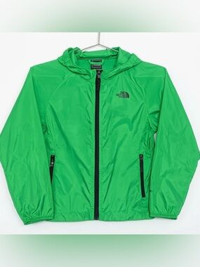 The North Face Boys Green Hooded Windbreaker Jacket Size 7/8 Lightweight